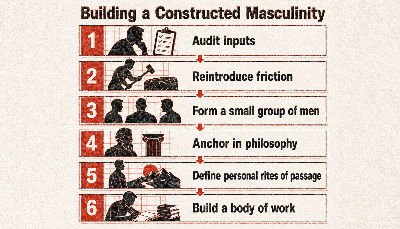 Process diagram for building modern masculinity through deliberate action