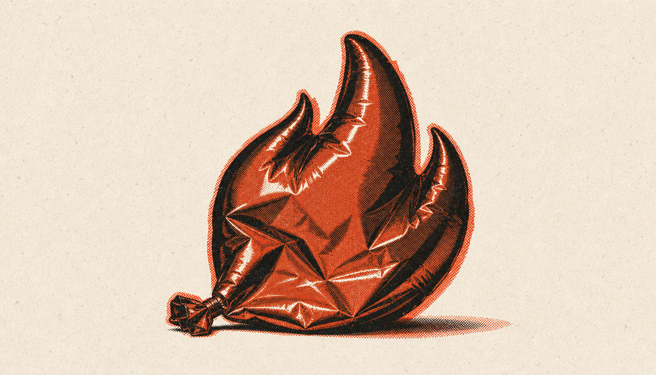 Deflating flame balloon symbolizing stoicism vs motivational self help and the fade of hype