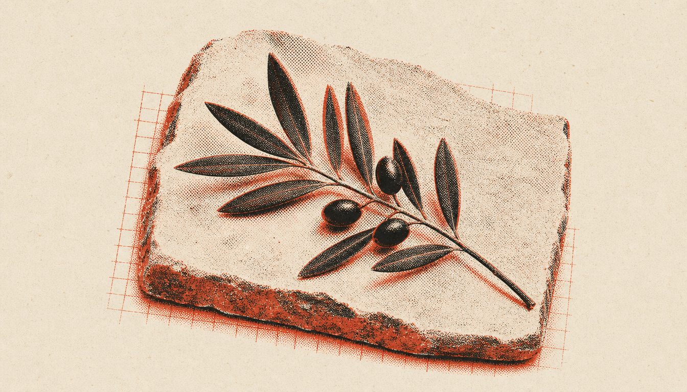 Olive branch on stone representing the origins of what is stoicism