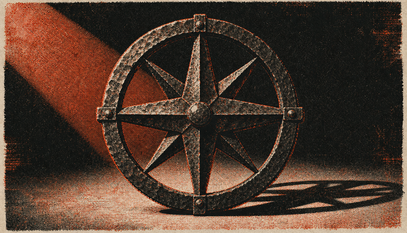 Iron compass rose representing discipline as architecture in discipline vs motivation