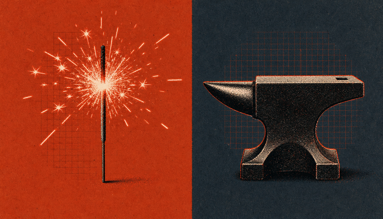 Sparkler versus anvil visualizing discipline vs motivation comparison