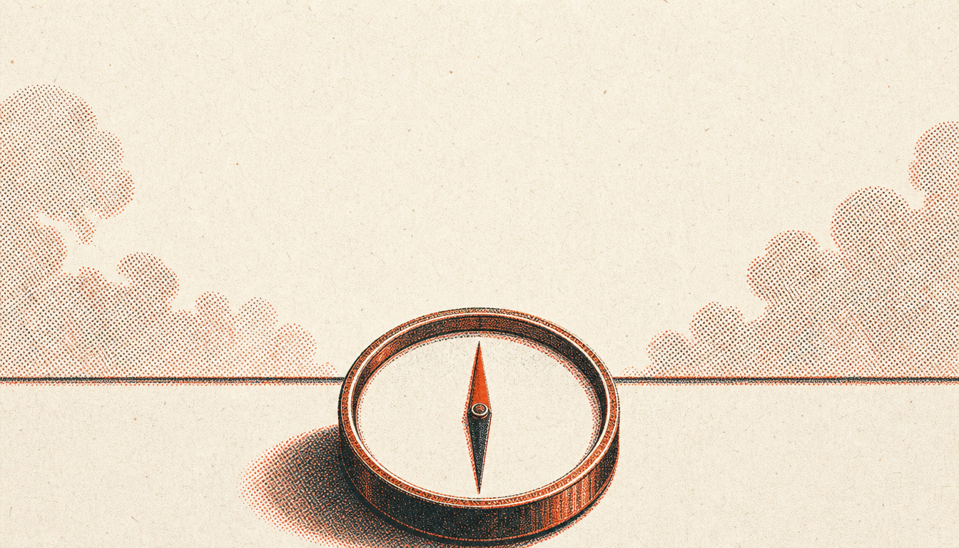 Compass pointing toward the future of modern masculinity