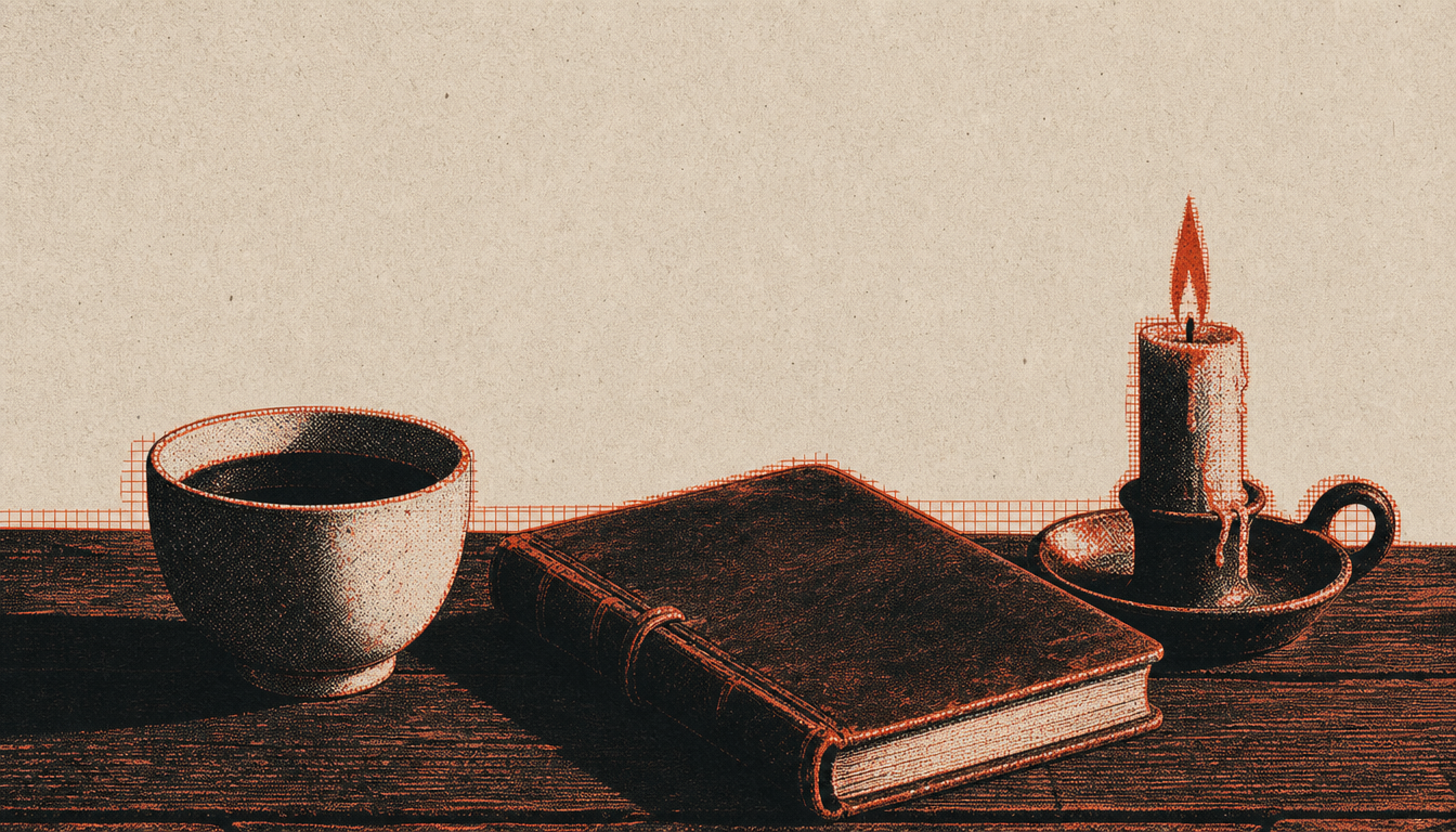 Quiet morning ritual objects representing daily practice of what is stoicism