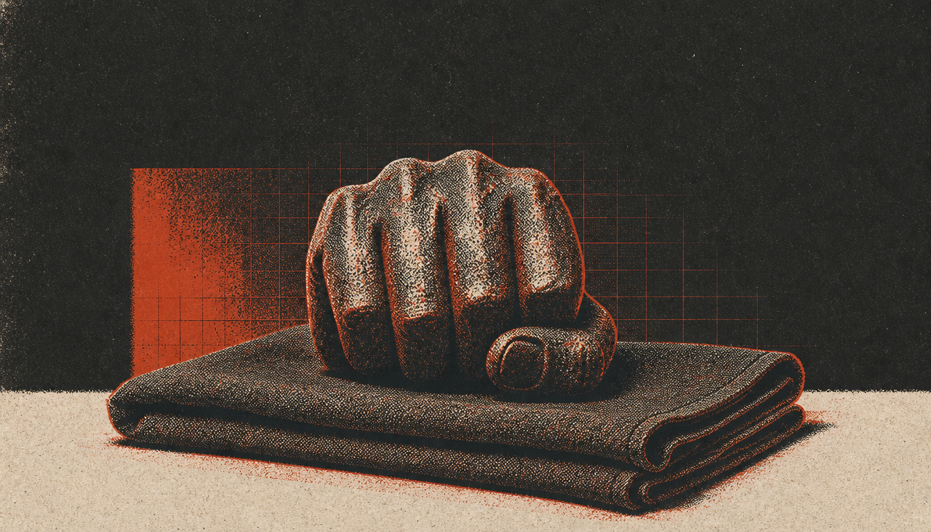 Iron fist at rest symbolizing earned composure in stoicism vs motivational self help