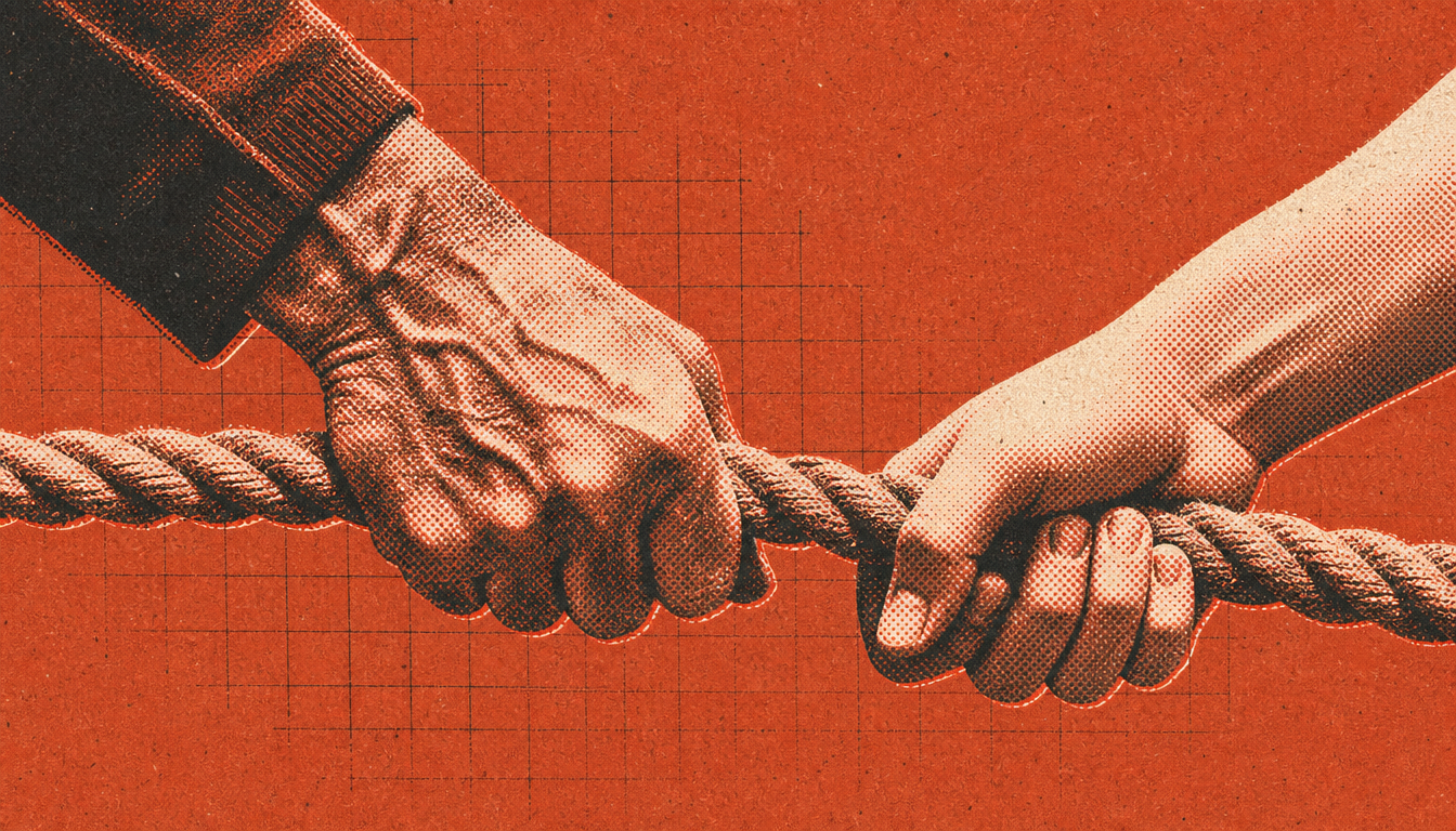 Two hands gripping a rope representing action in modern masculinity
