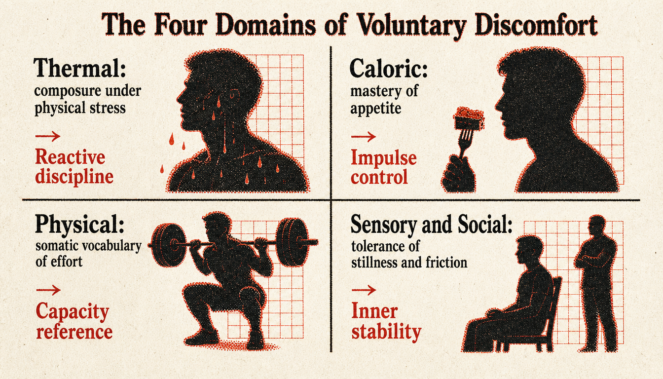 Matrix diagram showing the four domains of voluntary discomfort and the capacities each builds