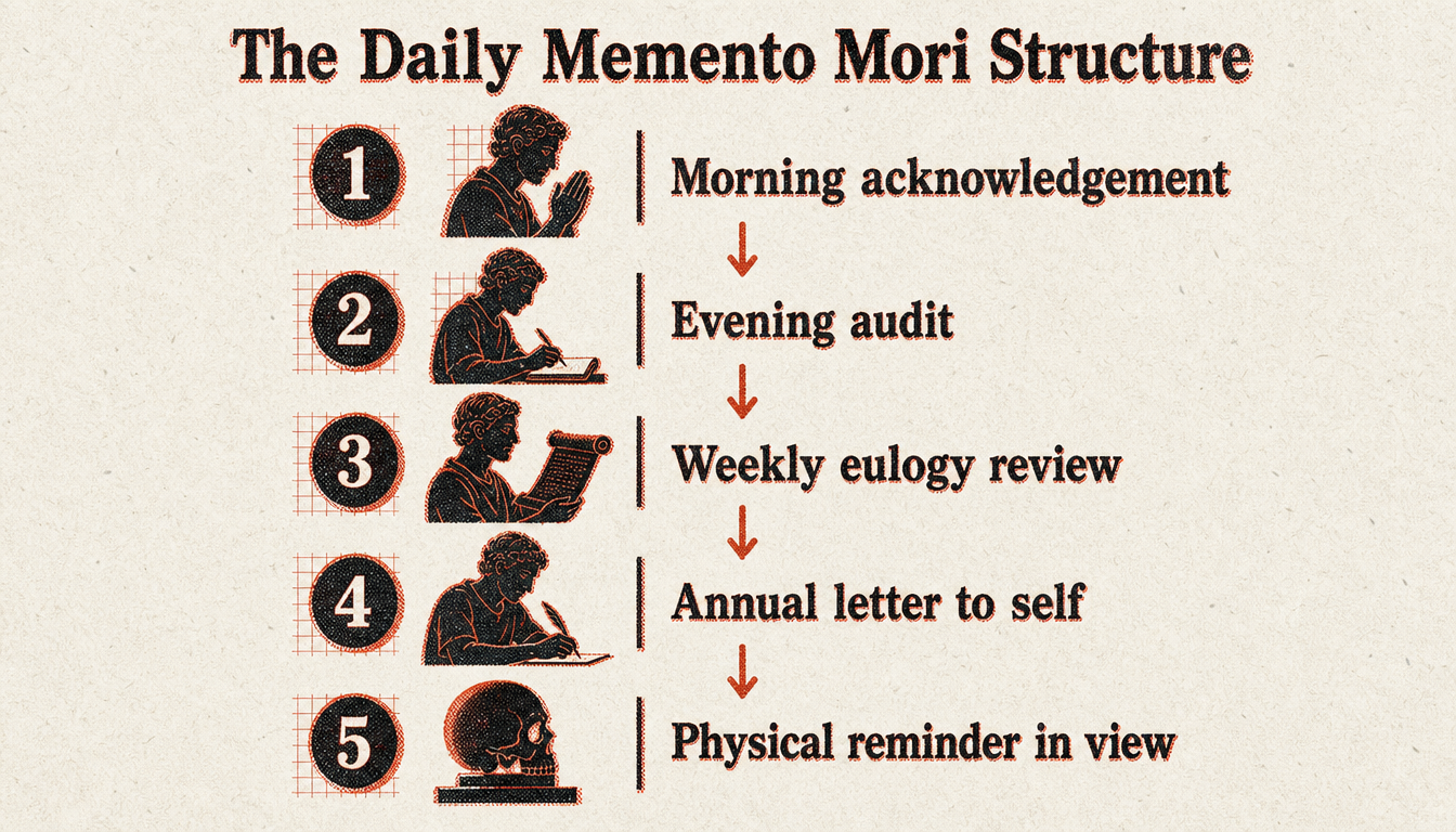 Diagram of what is memento mori as a daily and annual practice structure