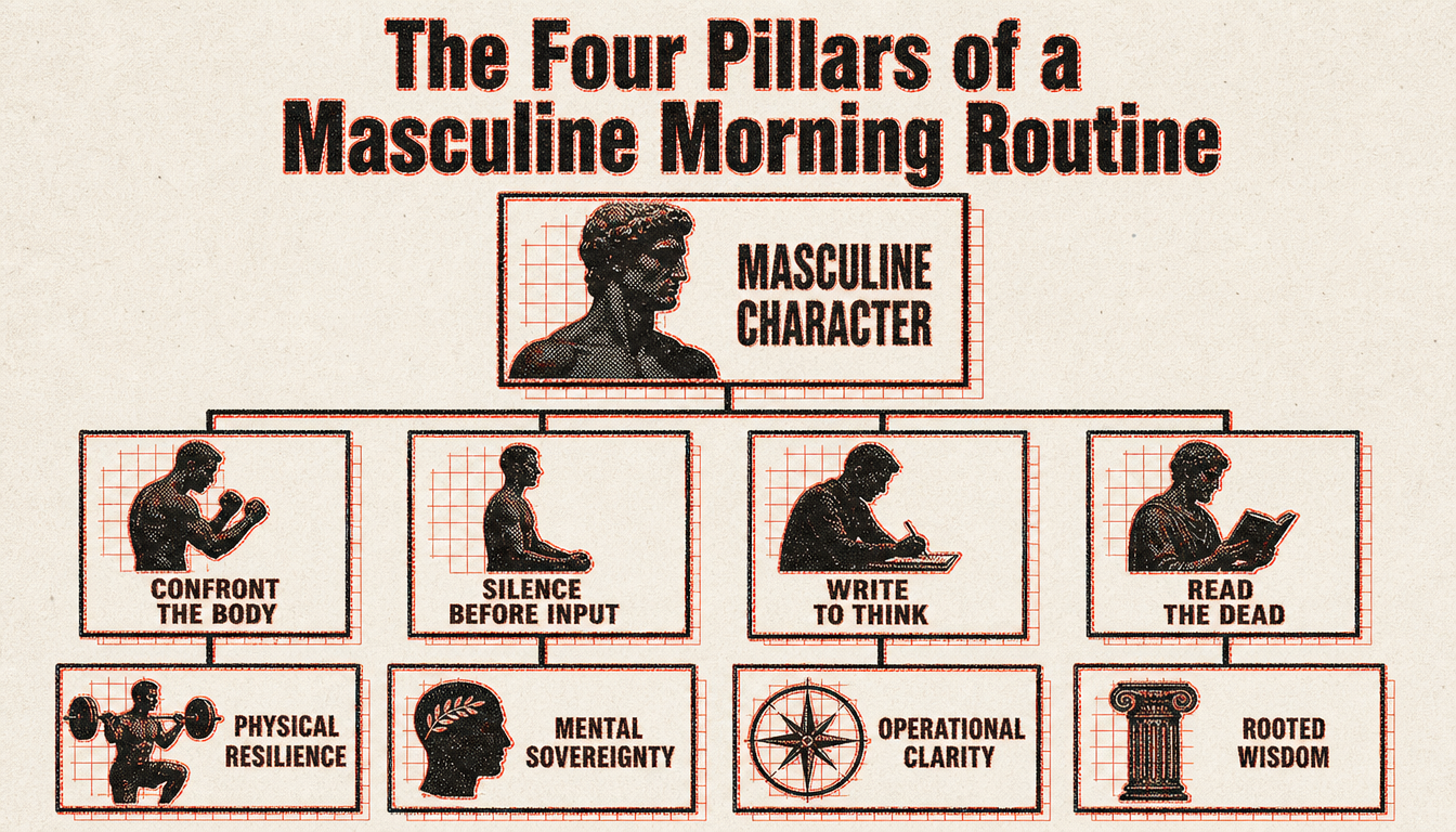 Hierarchy diagram of the four pillars of a masculine morning routine