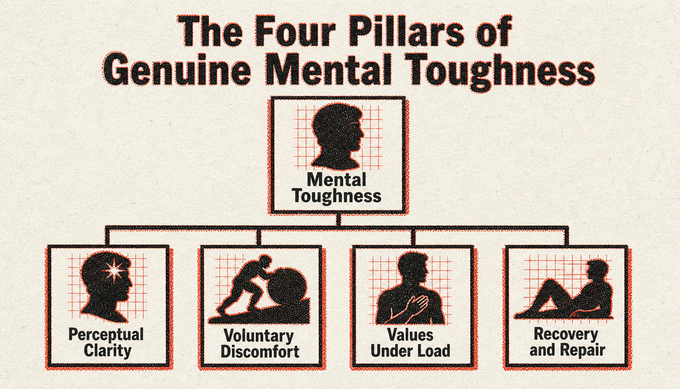 Hierarchy diagram of the four pillars for how to build mental toughness as a man