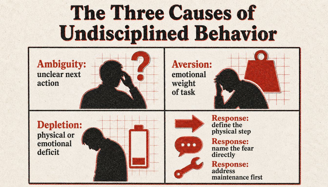 Diagnostic matrix for how to stop being lazy and undisciplined by identifying root causes