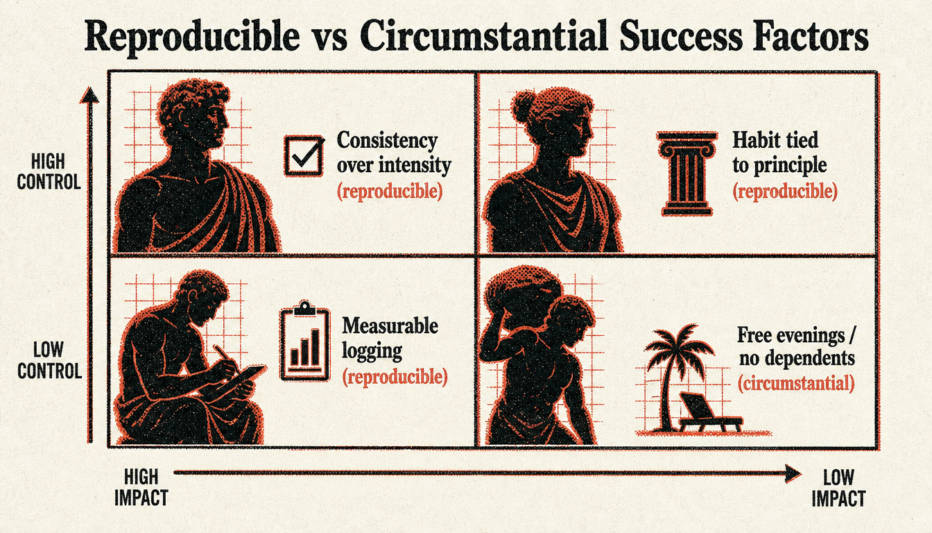Matrix of reproducible and circumstantial factors behind stoic habits results