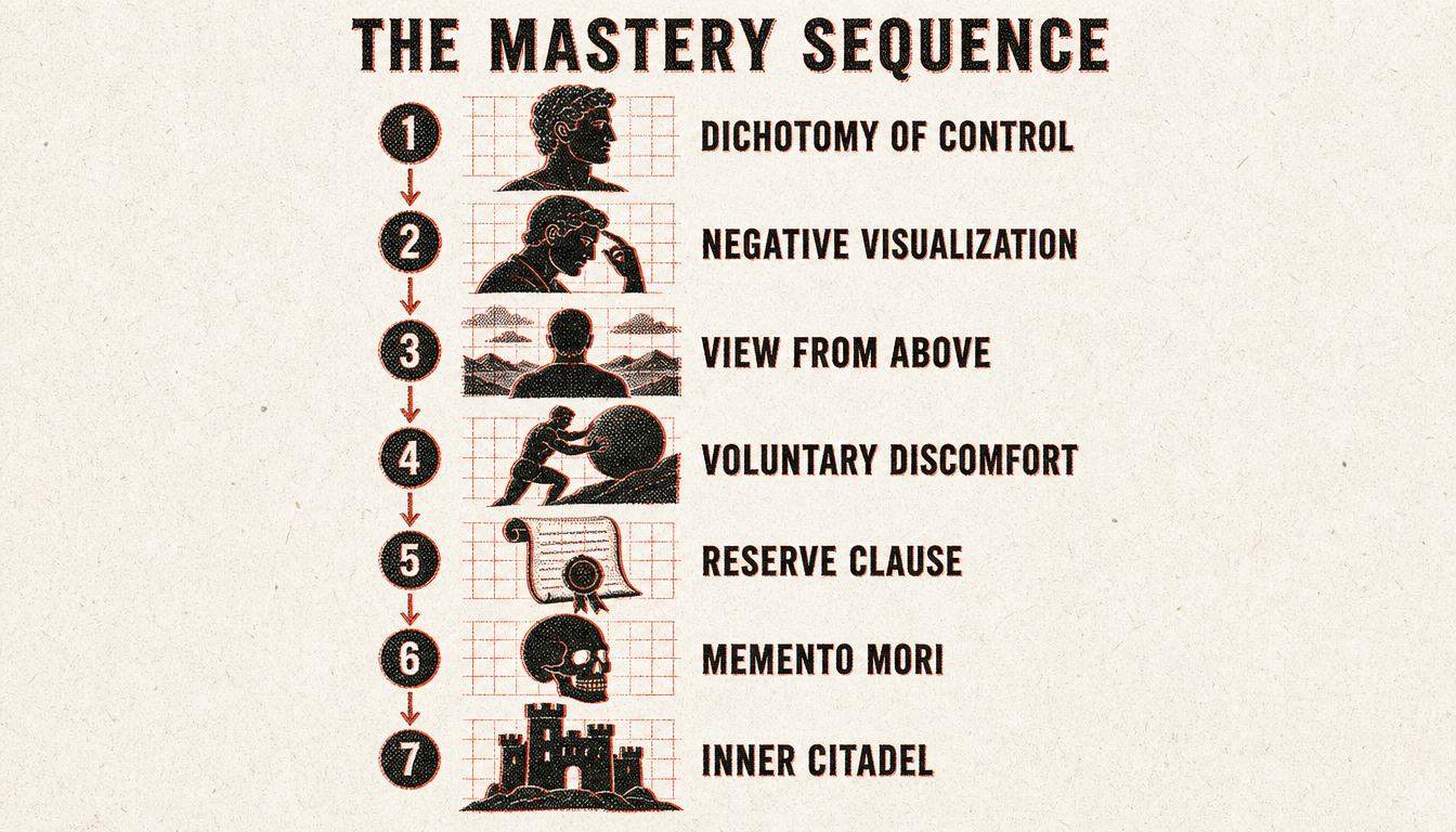 Process diagram of the mastery sequence for stoic frameworks for men