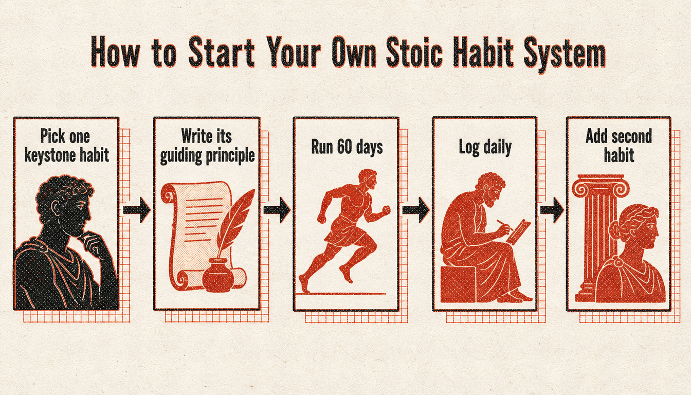 Flowchart for reproducing stoic habits results starting with one habit