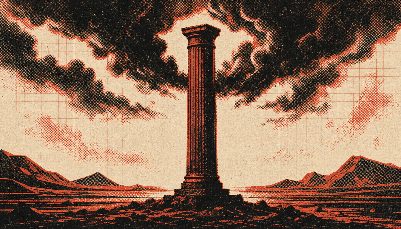 Solitary column standing through storm symbolizing purpose vs passion architecture