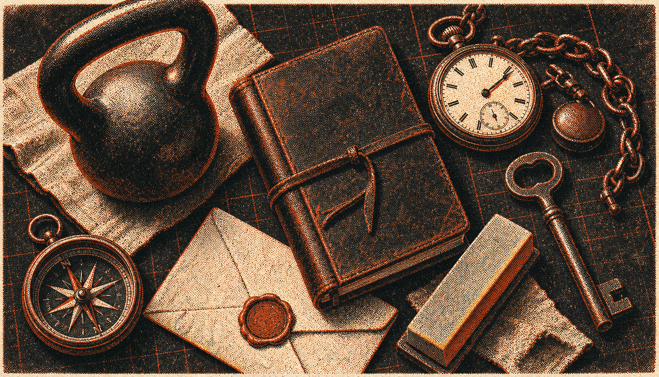 Flat lay of disciplined tools representing mental toughness through the dichotomy of control