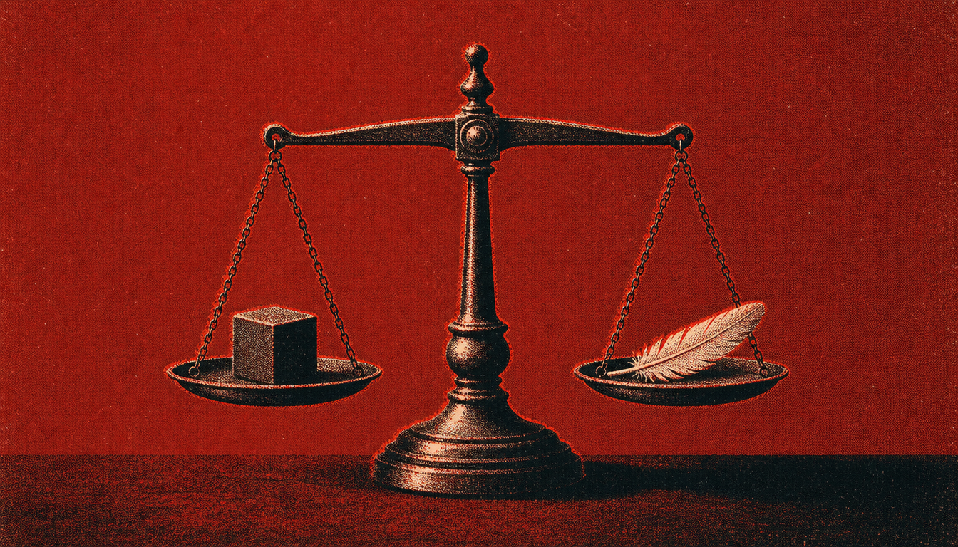 Brass balance scale weighing criteria for selecting daily stoic practices
