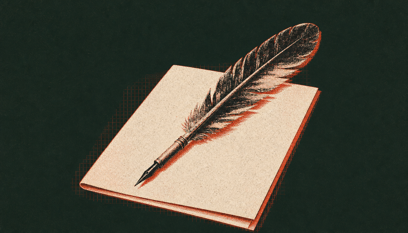 Minimalist quill and page representing daily practice from marcus aurelius meditations lessons