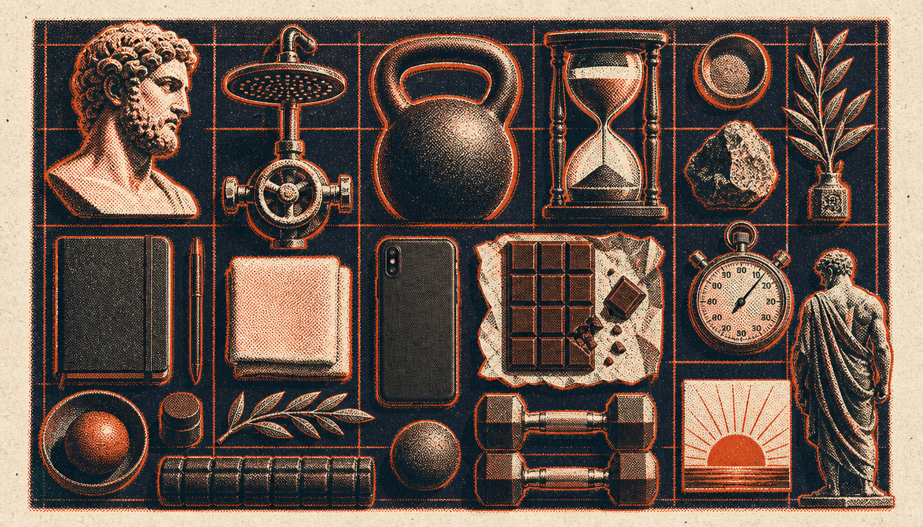 Grid of daily discipline objects that produce stoic habits results