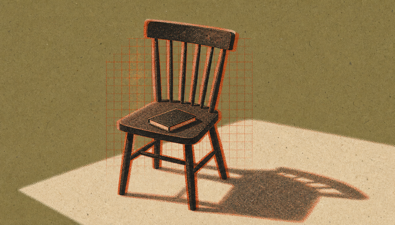 A plain chair and notebook representing the daily premeditatio malorum practice ritual
