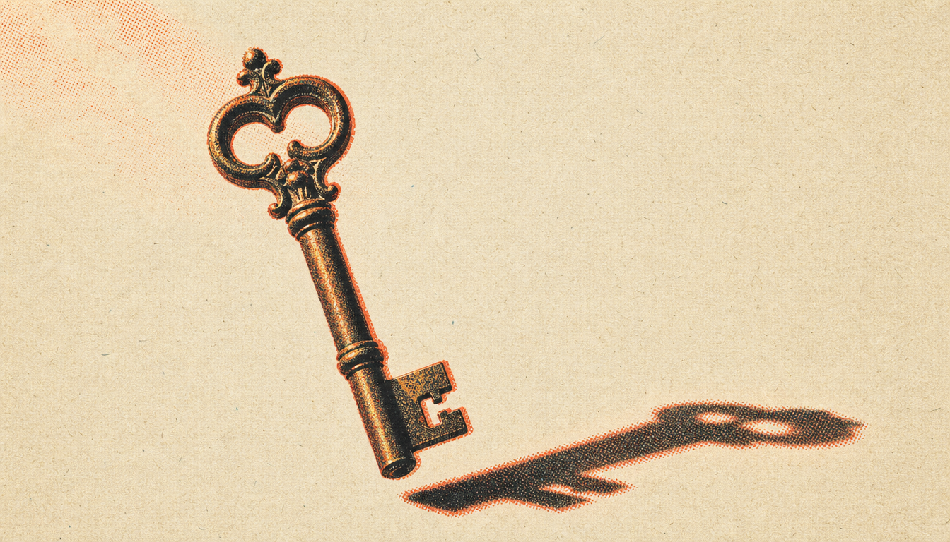 Brass key representing the judgment gate in inner citadel stoicism practice