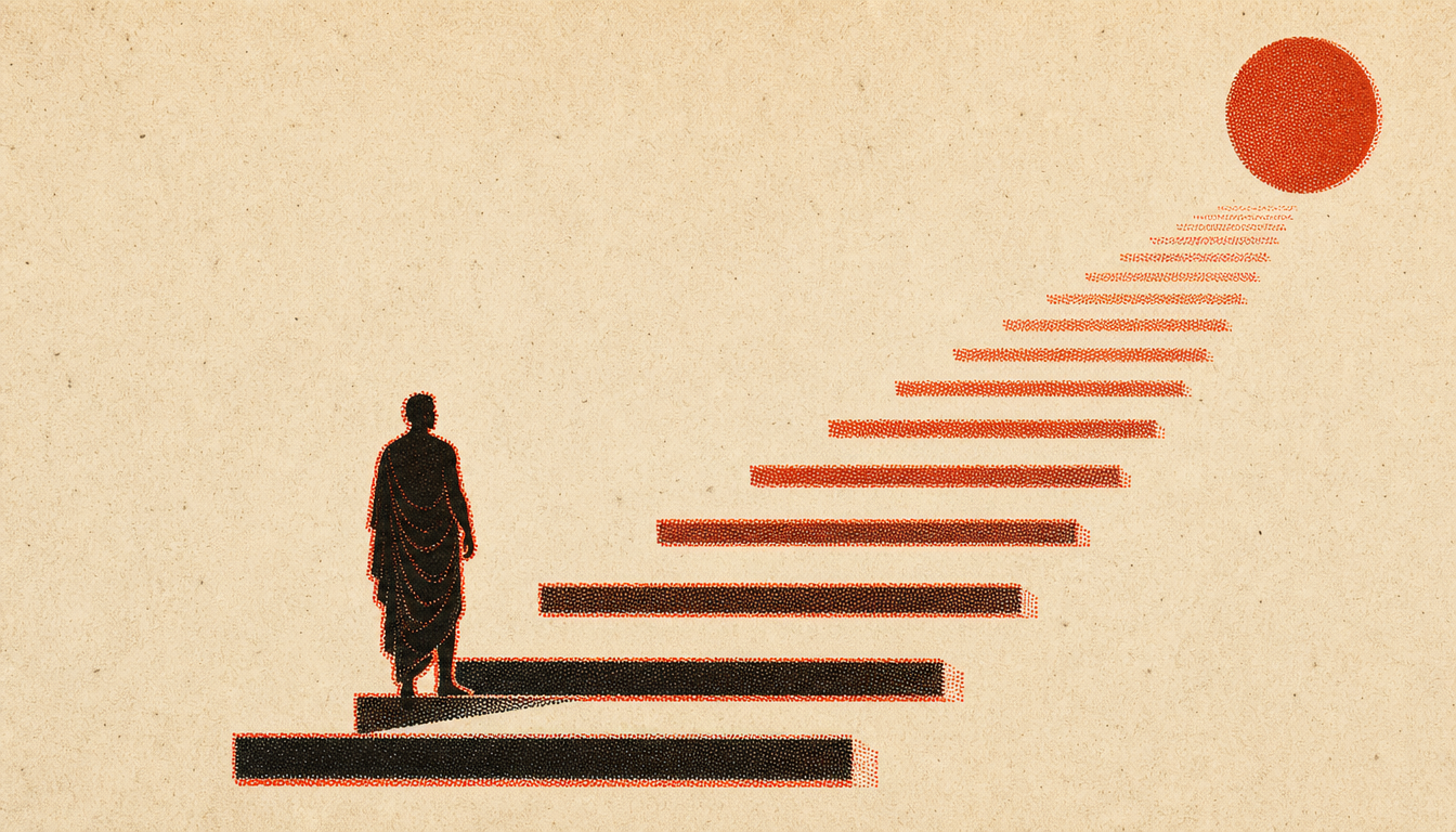 Ascending steps illustrating measurable stoic habits results over time
