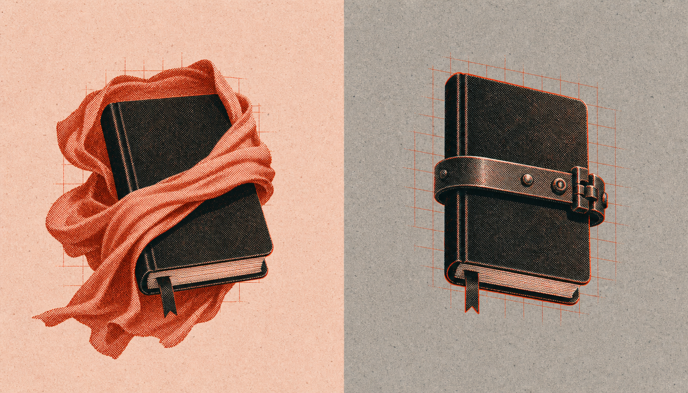 Two contrasting journals showing expressive writing versus the reckoning in habits of disciplined men