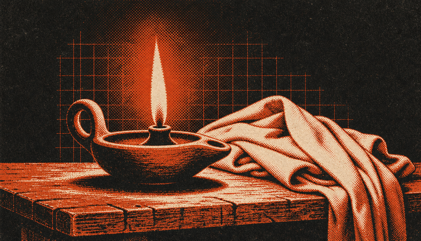 Oil lamp evoking Stoic principle as an operating system for the knowledge action gap