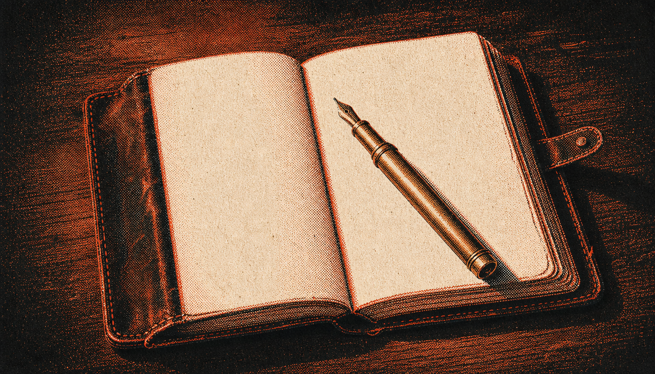 Open notebook representing Stoic evening review in how to stop being lazy and undisciplined