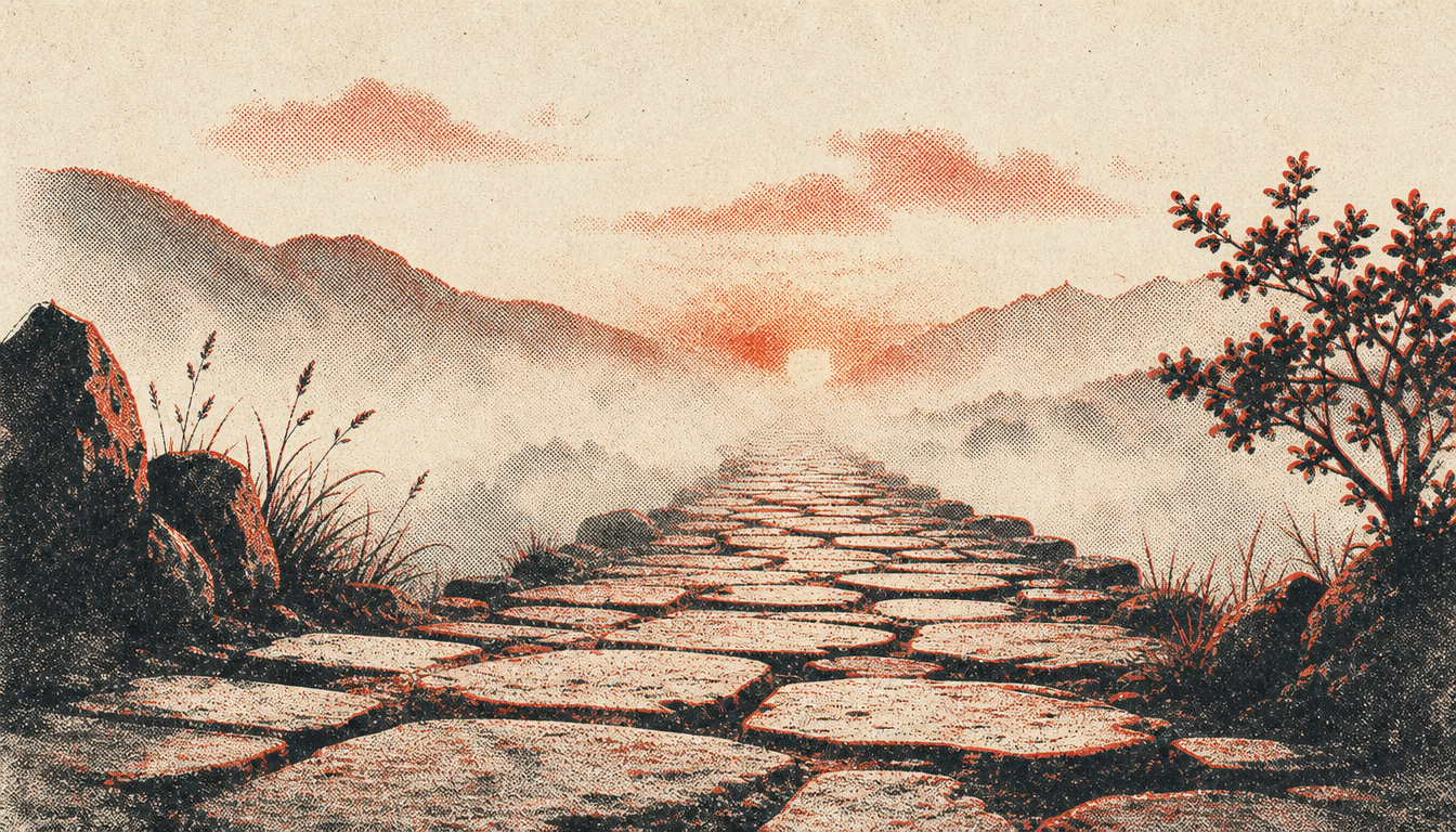 Stone path into fog representing next steps from marcus aurelius meditations lessons