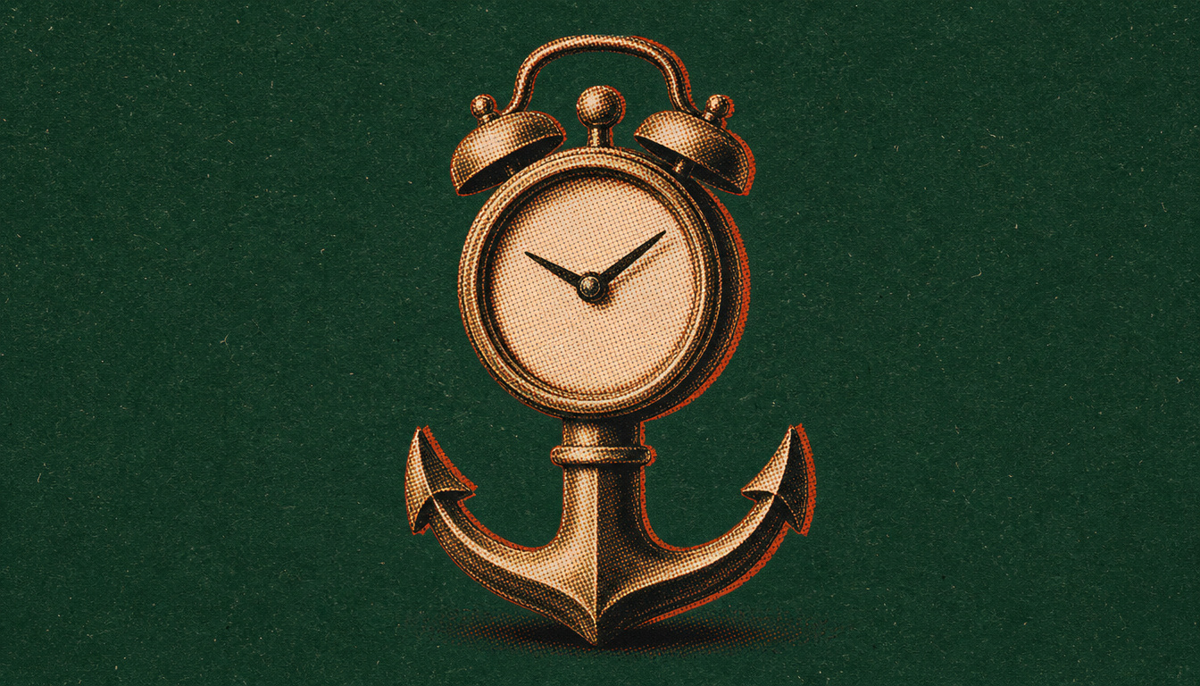 Clock fused with anchor showing how disciplined men build lasting habits