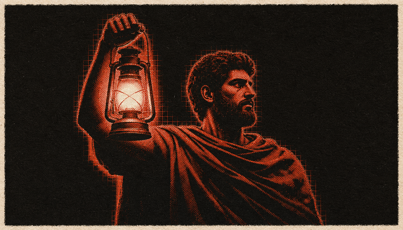 Lit lantern symbolizing daily practice of stoic frameworks for men